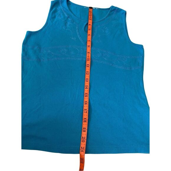 Embroidered Wide Strap Tank Top Boho Bohemian Summer Cotton Wmns Sz Small Blue - Picture 10 of 12
